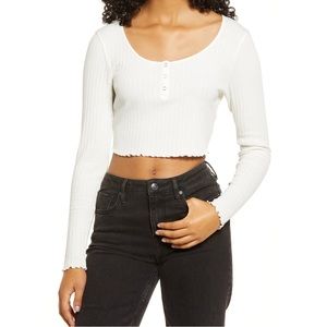 BP. Crop Long Sleeve Henley Top